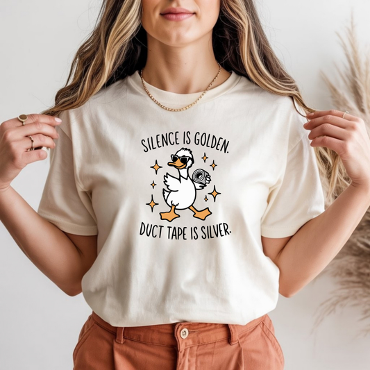Funny Duck Silence Is Golden Humor Graphic Tee