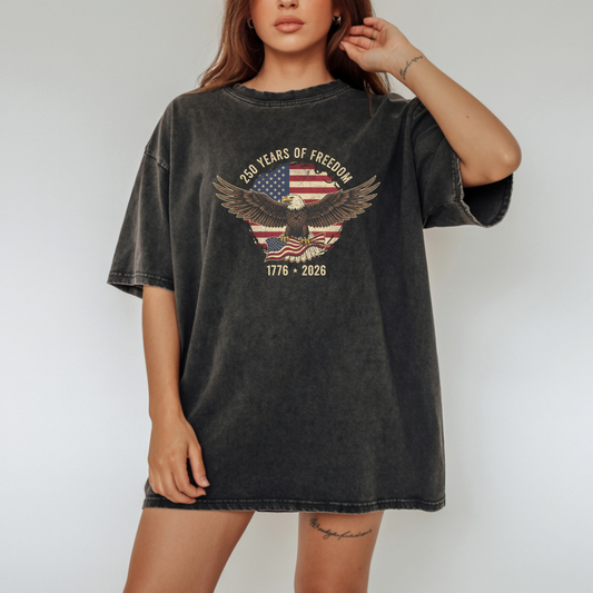 Patriotic Eagle USA Flag 250 Years Freedom Graphic Tee