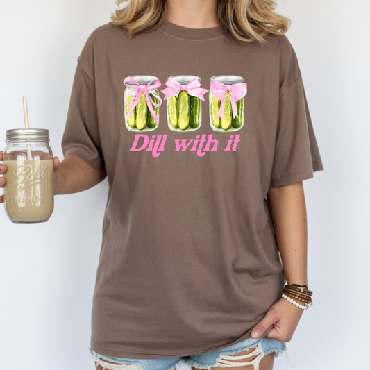 Funny Pickle Pun Dill With It Humor Tee