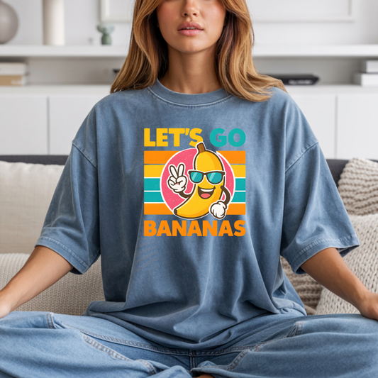 Let’s Go Bananas Funny Retro Banana Graphic Tee