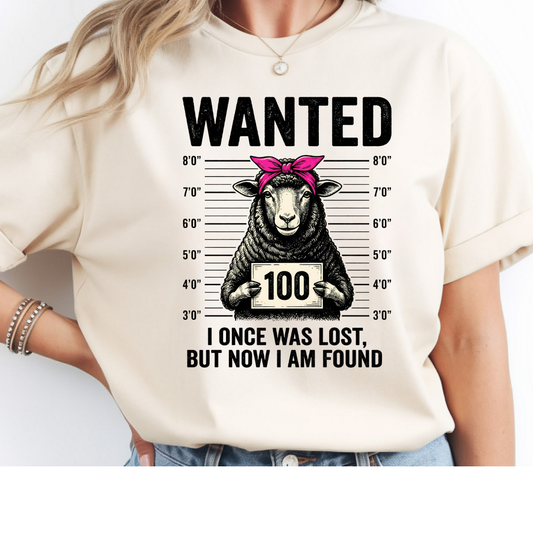 Funny Wanted Sheep Christian Faith Graphic Tee Shirt