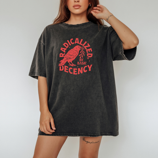 Radicalized By Basic Decency Raven Graphic Tee