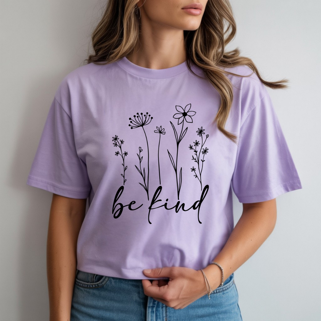 Be Kind Wildflower Minimalist Inspirational Tee