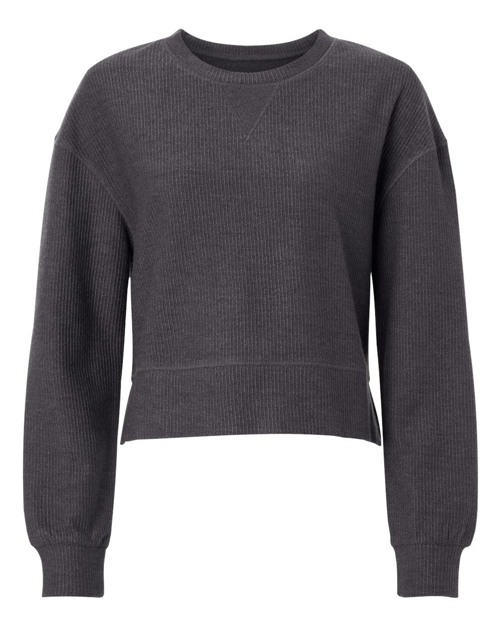 Women’s Cropped Boxy Ribbed Knit Crew Sweatshirt