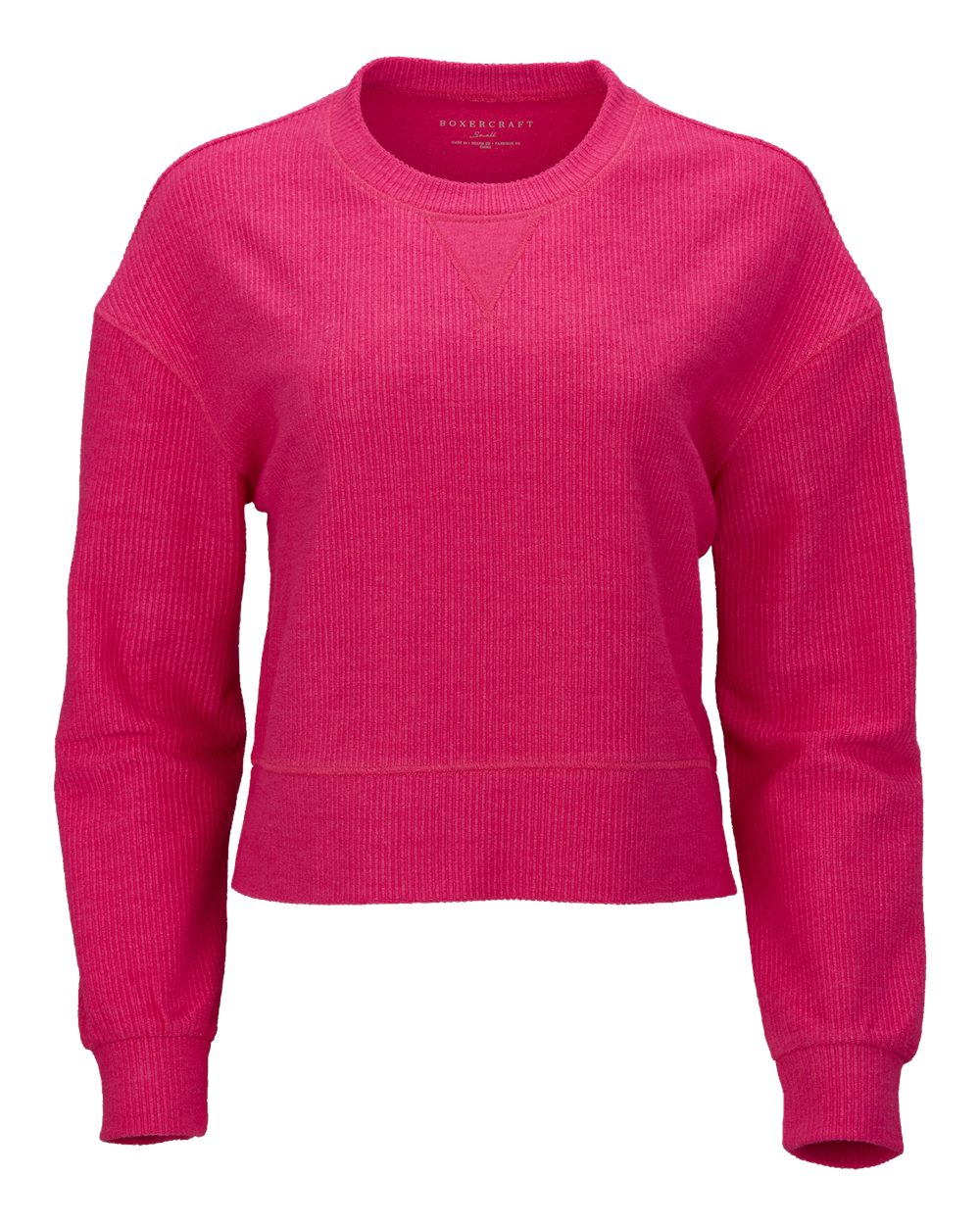 Women’s Cropped Boxy Ribbed Knit Crew Sweatshirt