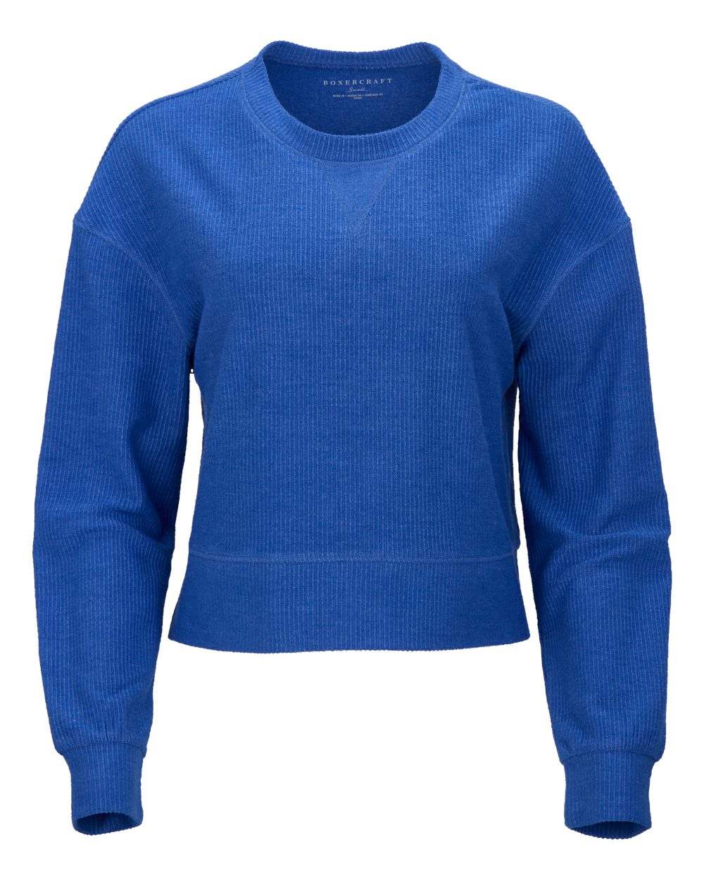 Women’s Cropped Boxy Ribbed Knit Crew Sweatshirt