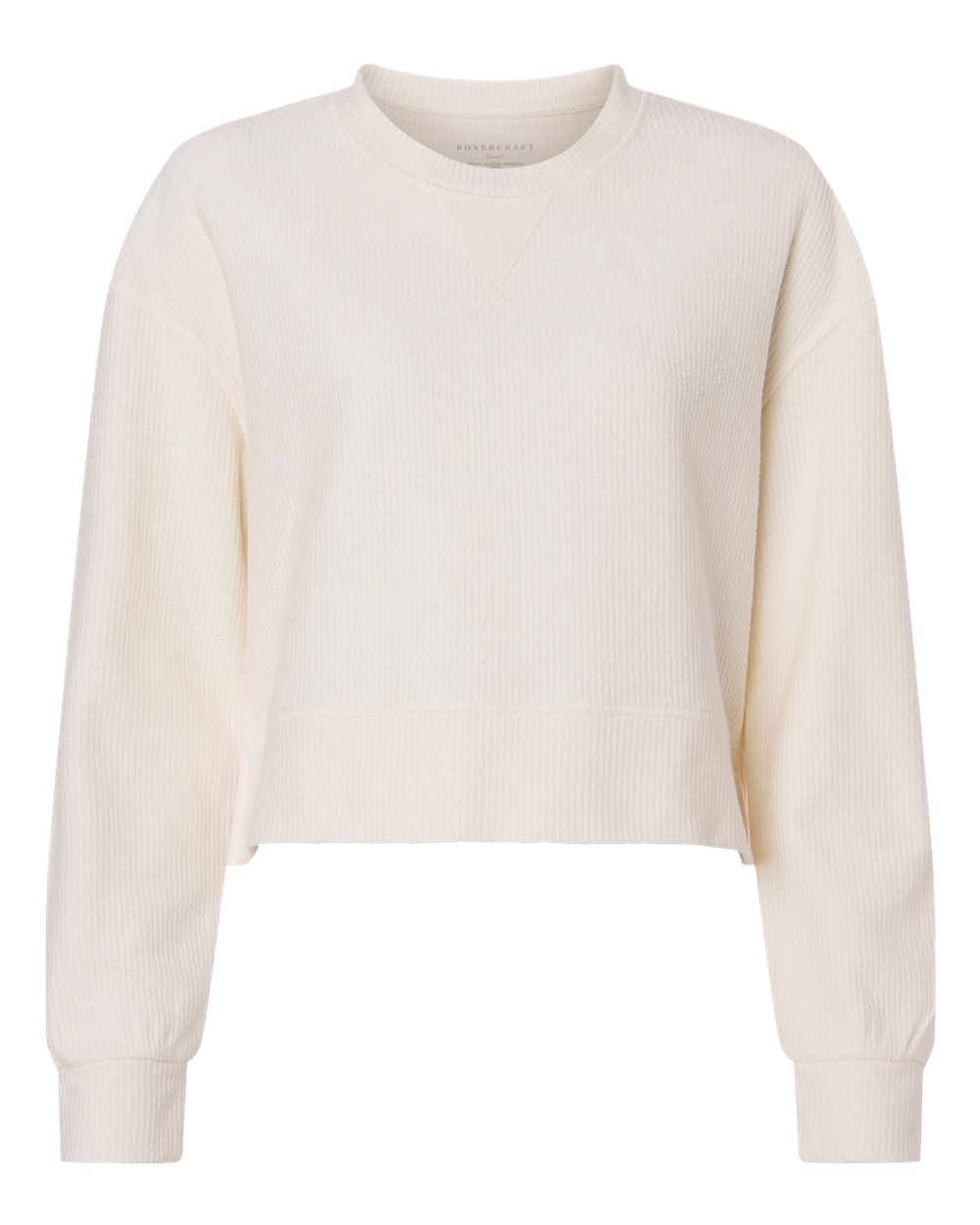 Women’s Cropped Boxy Ribbed Knit Crew Sweatshirt