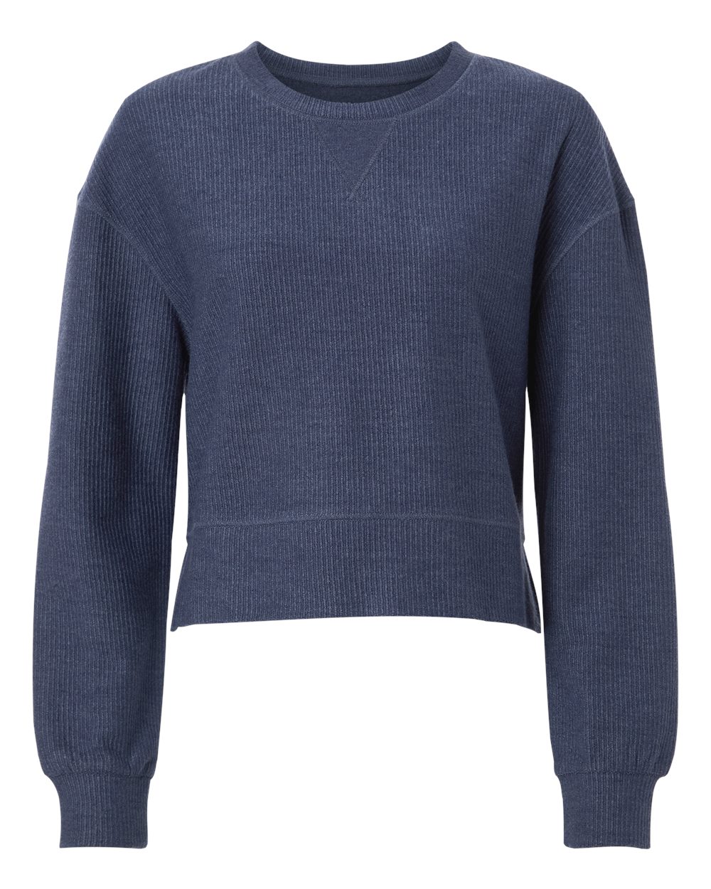 Women’s Cropped Boxy Ribbed Knit Crew Sweatshirt