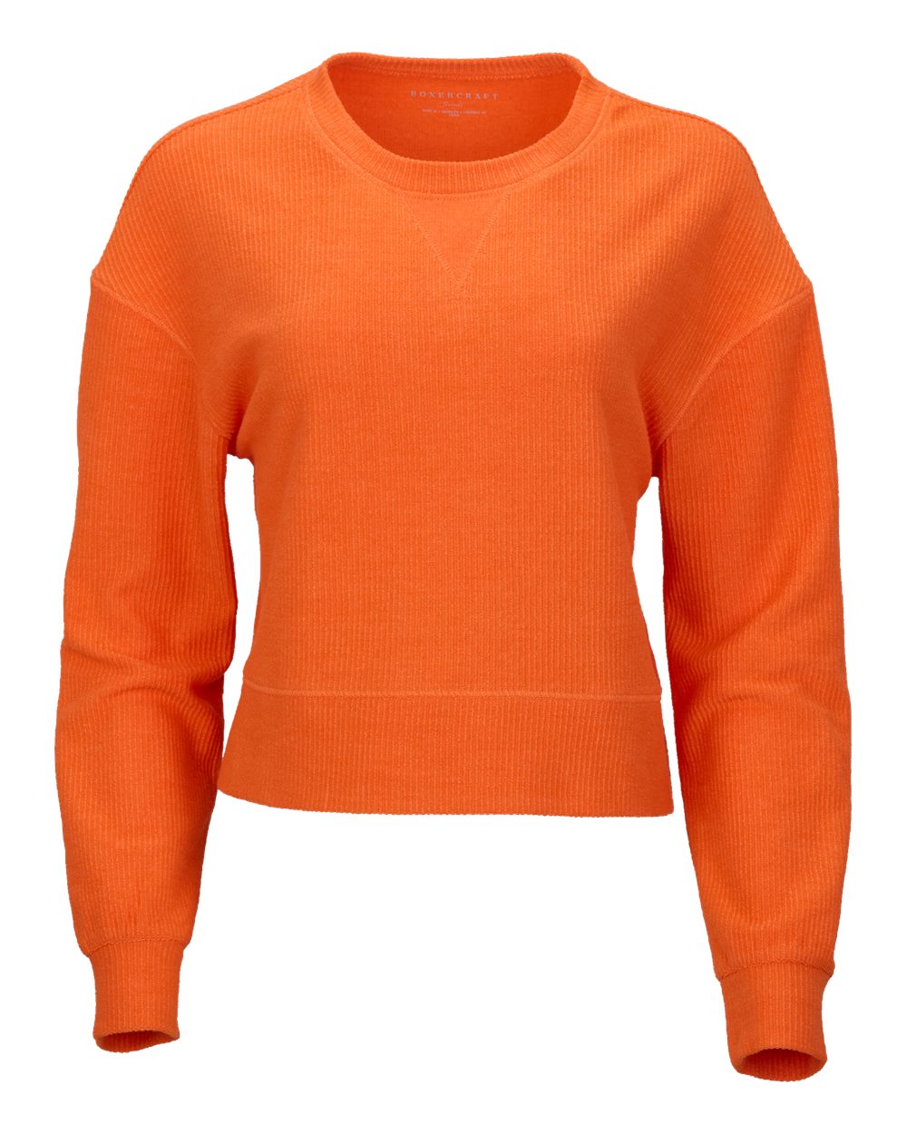 Women’s Cropped Boxy Ribbed Knit Crew Sweatshirt