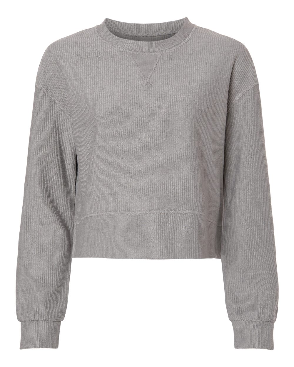 Women’s Cropped Boxy Ribbed Knit Crew Sweatshirt