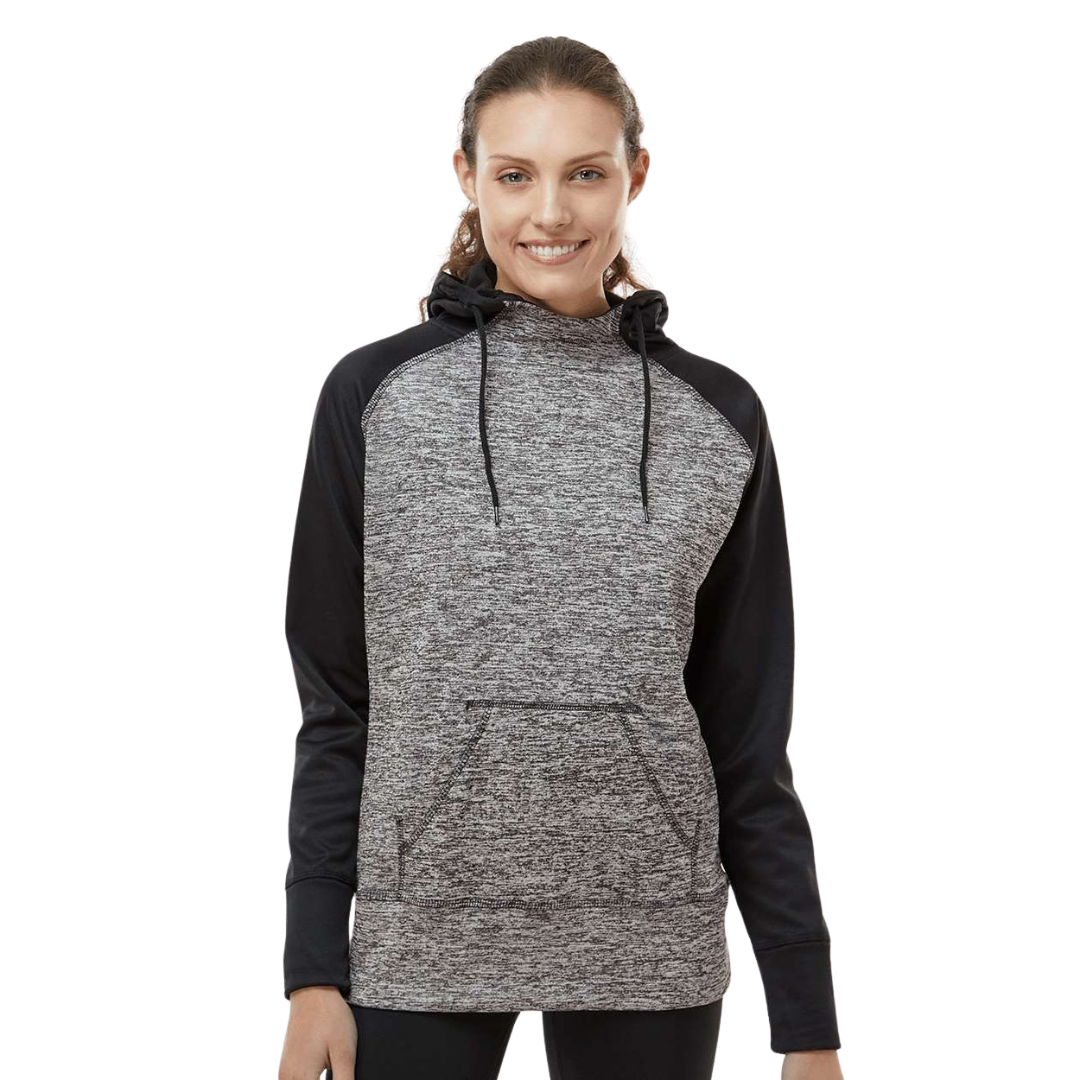 Women’s Colorblock Fleck Fleece Hoodie with Thumbholes