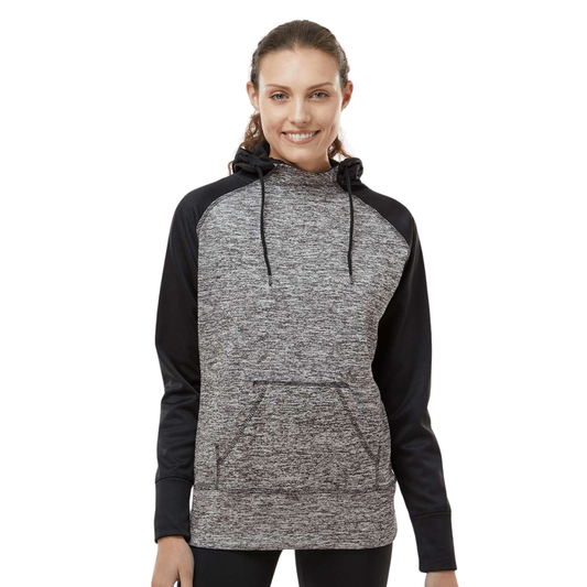 Women’s Colorblock Fleck Fleece Hoodie with Thumbholes