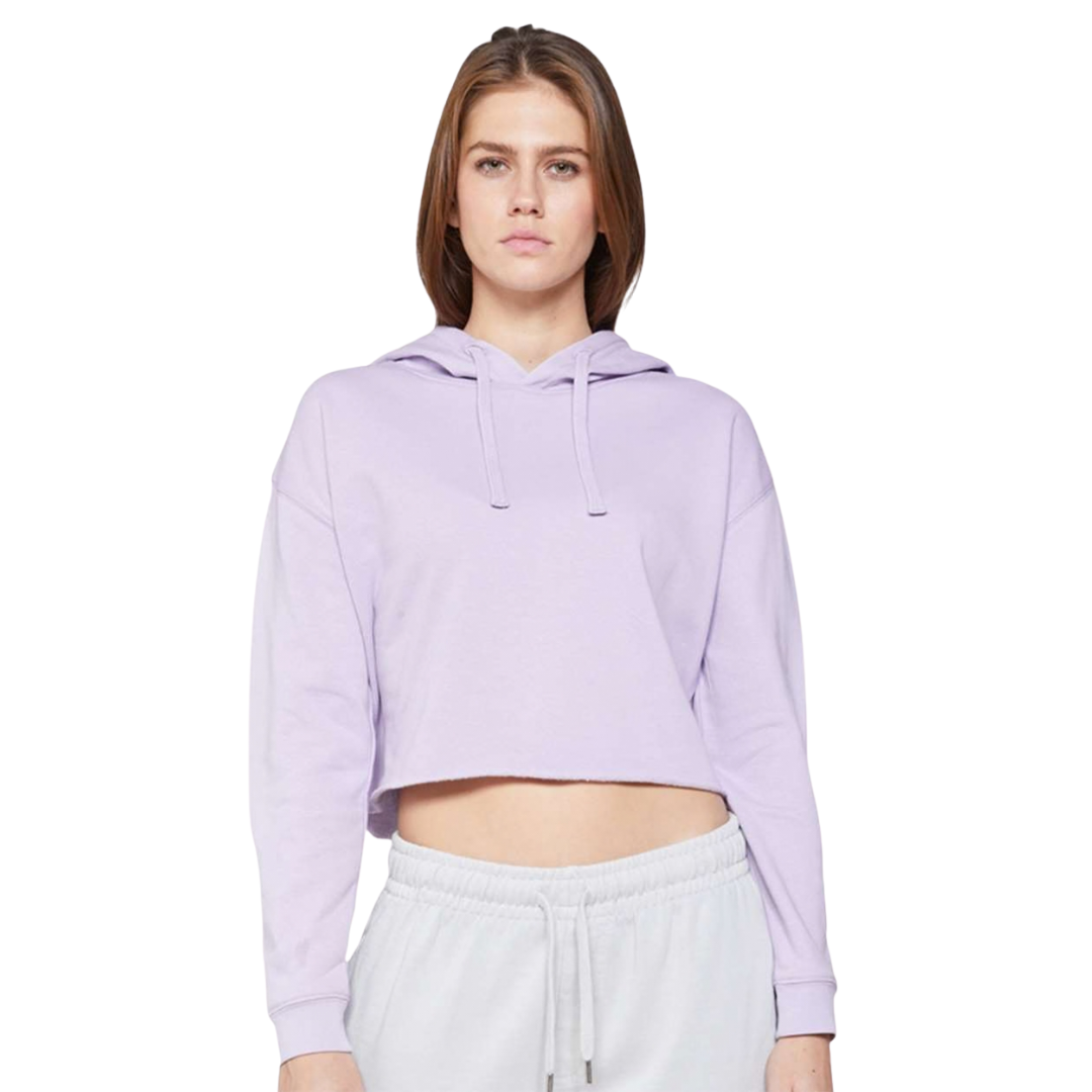 Womens Cropped Fleece Hooded Sweatshirt