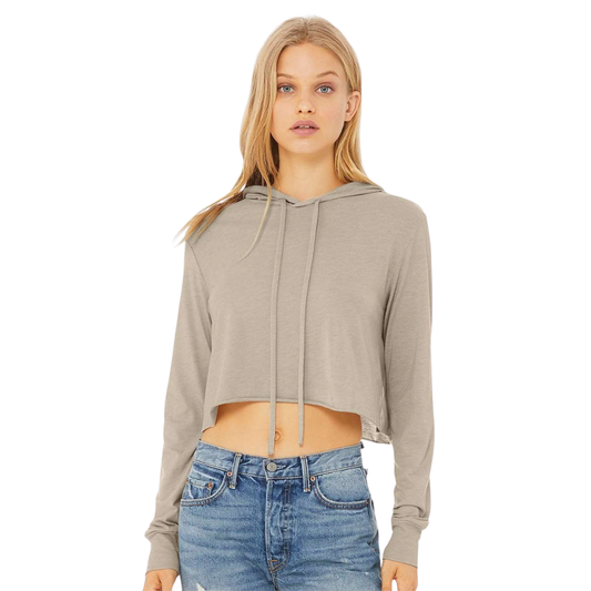 Women’s Triblend Cropped Long Sleeve Hoodie Tee