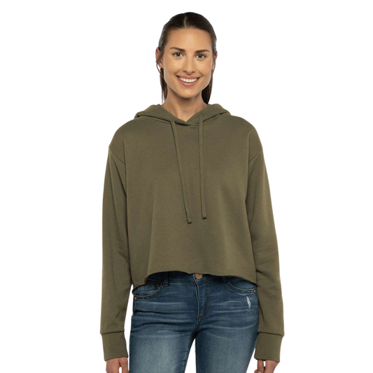 Women’s Sueded Raw Edge Cropped Fleece Hoodie