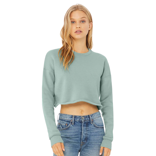 Ladies Cropped Fleece Pullover Crewneck
