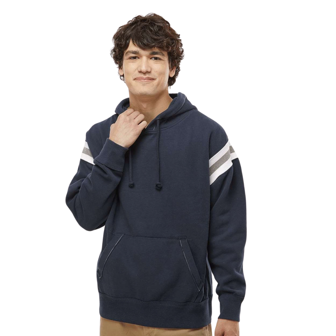 Men’s Vintage Athletic Fleece Hoodie with Shoulder Stripes