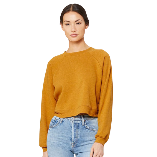 Womens Crop Raglan Fleece Crewneck